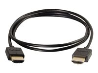 C2G 0.3m Ultra Flexible High Speed HDMI Cable with Low Profile Connectors - HDMI-kabel med Ethernet - HDMI hane till HDMI hane - 30 cm - svart - stöd för 4K 82361