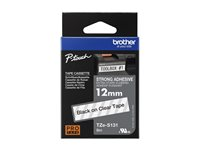 Brother TZe-S131 - Extra kraftigt självhäftande lim - svart på klar - Rulle (1,2 cm x 8 m) 1 kassett(er) bandlaminat - för P-Touch PT-E550; P-Touch Cube PT-P300; P-Touch Cube Plus PT-P710; P-Touch Cube Pro PT-P910 TZES131