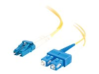 C2G LC-SC 9/125 OS1 Duplex Singlemode PVC Fiber Optic Cable (LSZH) - Patch-kabel - SC enkelläge (hane) till LC enkelläge (hane) - 15 m - 15 m - fiberoptisk - duplex - 9 / 125 mikrometer - OS1 - halogenfri - gul 85592