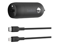 Belkin BoostCharge - Strömadapter för bil - 30 Watt - 3 A - Fast Charge, Strömmatning 3.1 (24 pin USB-C) - svart CCA004BT1MBK-B5