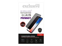 Insmat Exclusive - Skärmskydd för mobiltelefon - helskärm - glas - med sekretessfilter - ramfärg svart - för Apple iPhone 13, 13 Pro, 14, 16e 861-1624
