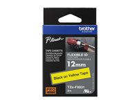 Brother TZe-FX631 - Svart på gult - Rulle (1,2 cm x 8 m) 1 kassett(er) flexibel ID-tejp - för Brother PT-D210, D600, H110; P-Touch PT-1005, D410, D450, D460, D610, E310, E550, H110 TZEFX631