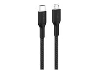 Belkin BoostCharge Pro - USB-kabel - 24 pin USB-C (hane) till mikro-USB typ B (hane) - 1 m - flätad kabel, USB Power Delivery (15W) CAB026HQ1MBK