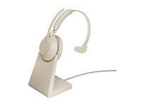 Jabra Evolve2 65 MS Mono - Headset - på örat - konvertibel - Bluetooth - trådlös - USB-C - ljudisolerande - beige - Certifierad för Microsoft-teams 26599-899-898