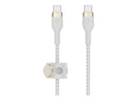 Belkin BoostCharge - USB-kabel - 24 pin USB-C (hane) till 24 pin USB-C (hane) - 3 m - vit CAB011BT3MWH