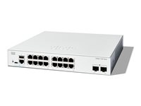 Cisco Catalyst 1300-16T-2G - Switch - L3 - Administrerad - 16 x 10/100/1000Base-T + 2 x Gigabit Ethernet SFP - rackmonterbar C1300-16T-2G
