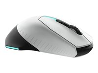 Alienware AW610M - Mus - optisk - 7 knappar - trådlös, kabelansluten - USB - månljus - för Alienware Area-51, Aurora R10, Aurora R9, M15, M17; G5 5090; XPS 8940 AW610M-W-DAEM