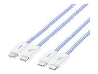 Belkin BoostCharge - USB-kabel - 24 pin USB-C (hane) till 24 pin USB-C (hane) - 1.5 m - USB Power Delivery (60W), flätad kabel - blå (paket om 2) BBD008HQ05BL2PK
