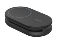 Belkin BoostCharge - Trådlöst laddställ - magnetisk, hopfällbar, med Qi2 + växelströmsadapter - 15 Watt - 3 A - Fast Charge, Strömmatning 3.1 - svart WIB007VFBK