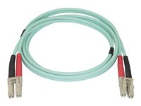 StarTech.com Aqua OM4 Duplex Multimode Fiber - 1m / 3 ft - 100 Gb - 50/125 - OM4 Fiber - LC to LC Fiber Patch Cable (450FBLCLC1) - Nätverkskabel - LC multiläge (hane) till LC multiläge (hane) - 1 m - 1 m - fiberoptisk - duplex - 50/125 mikron - OM4 - havsblå 450FBLCLC1