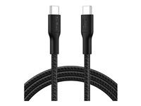 Belkin BoostCharge - USB-kabel - 24 pin USB-C (hane) till 24 pin USB-C (hane) - 2 m - flätad kabel, USB-strömförsörjning (240W) - svart CAB025HQ2MBK