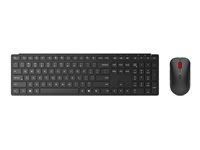 Lenovo Pro Combo 6000 - Sats med tangentbord och mus - trådlös - 2.4 GHz, Bluetooth 5.3 - QWERTY - Svenska/finska - eclipse black - brun låda 4X31S04842