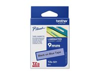 Brother TZe-521 - Svart på blått - Rulle (0,9 cm x 8 m) 1 kassett(er) bandlaminat - för Brother PT-D210, D600, H110, H200; P-Touch PT-1005, D450, H107; P-Touch Cube Plus PT-P710 TZE521