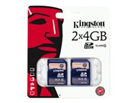 Kingston - Flash-minneskort - 4 GB - Class 4 - SDHC (paket om 2) SD4/4GB-2P