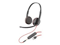 HP Poly Blackwire 3225 - Blackwire 3200 Series - headset - på örat - kabelansluten - USB, 3,5 mm kontakt - svart - Skype-certifierat, Cisco Jabber-certifierad, Avaya-certifierad 80S11A6