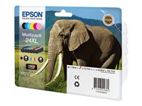 Epson 24XL Multipack - 6-pack - XL - svart, gul, cyan, magenta, ljus magenta, ljus cyan - original - blister med RF-larm/akustiskt larm - bläckpatron - för Expression Photo XP-55, 750, 760, 850, 860, 950, 960; Expression Premium XP-750, 850 C13T24384020