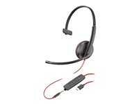 HP Poly Blackwire C3215 - Blackwire 3200 Series - headset - på örat - kabelansluten - USB-C, 3,5 mm kontakt - svart - Certifierad för Skype for Buisness, Cisco Jabber-certifierad, Avaya-certifierad 80S05AA