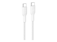 Belkin BoostCharge Pro - USB-kabel - 24 pin USB-C (hane) till 24 pin USB-C (hane) - 1 m - flätad kabel, USB-strömförsörjning (240W) - vit CAB025HQ1MWH