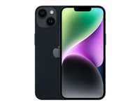 Apple iPhone 14 - 5G smartphone - dual-SIM / Internminne 128 GB - OLED-skärm - 6.1" - 2532 x 1170 pixlar - 2 bakre kameror 12 MP, 12 MP - front camera 12 MP - midnatt MPUF3QN/A